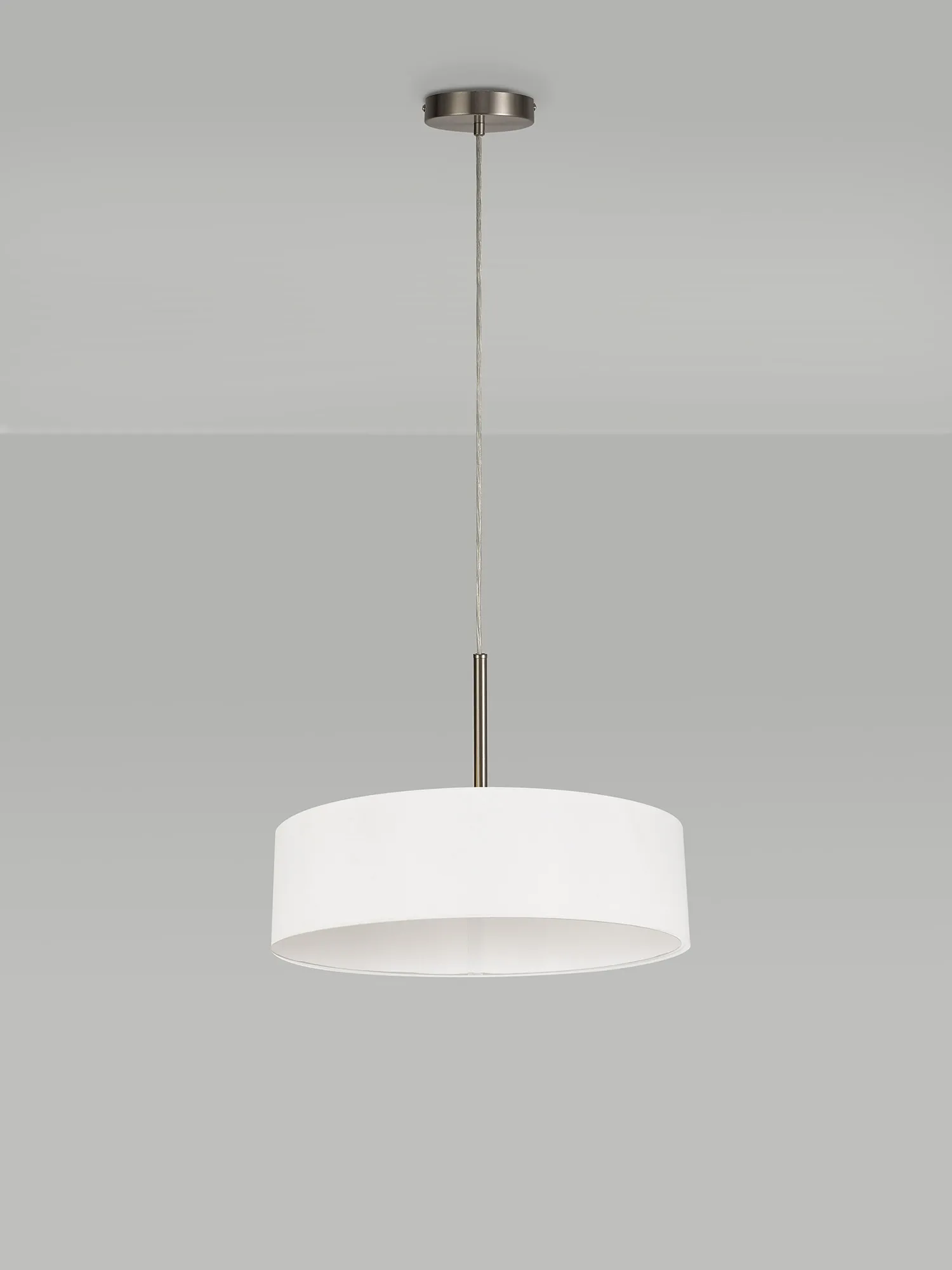 Baymont 45cm 5 Light Pendant Satin Nickel, White DK0763  Deco Baymont SN WH